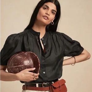 Banana Republic Puff Sleeve Ramie Top
